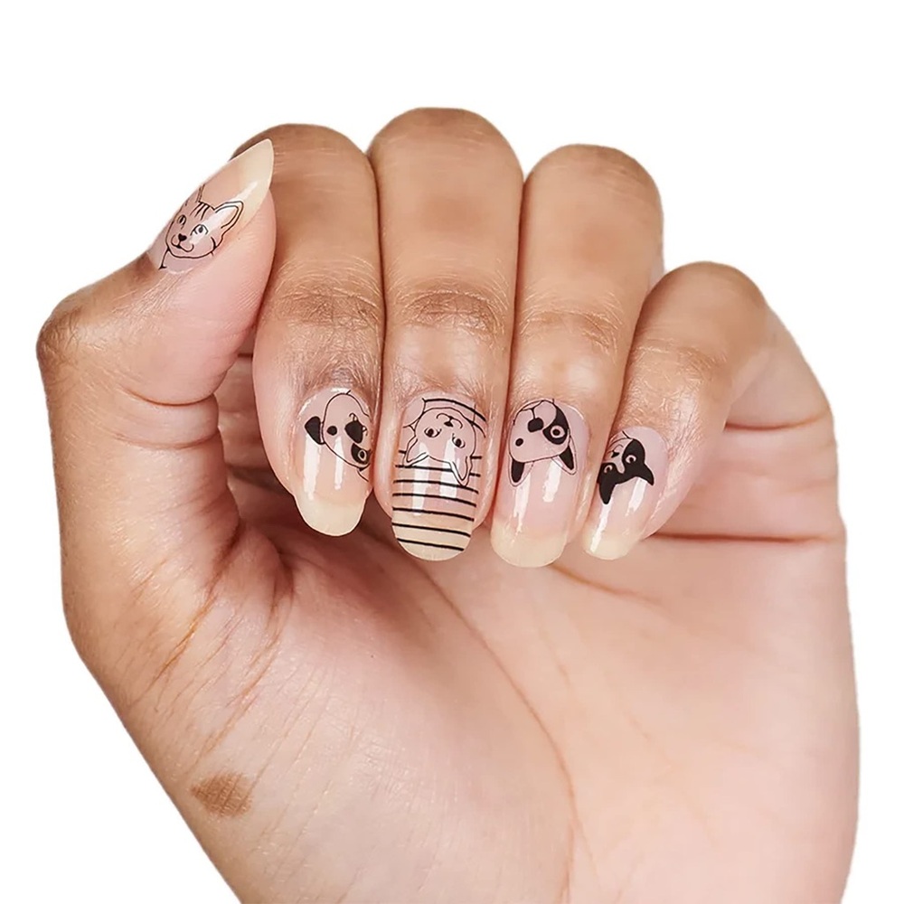 Color Street Pet-Themed Nail Wraps - Cream and Black